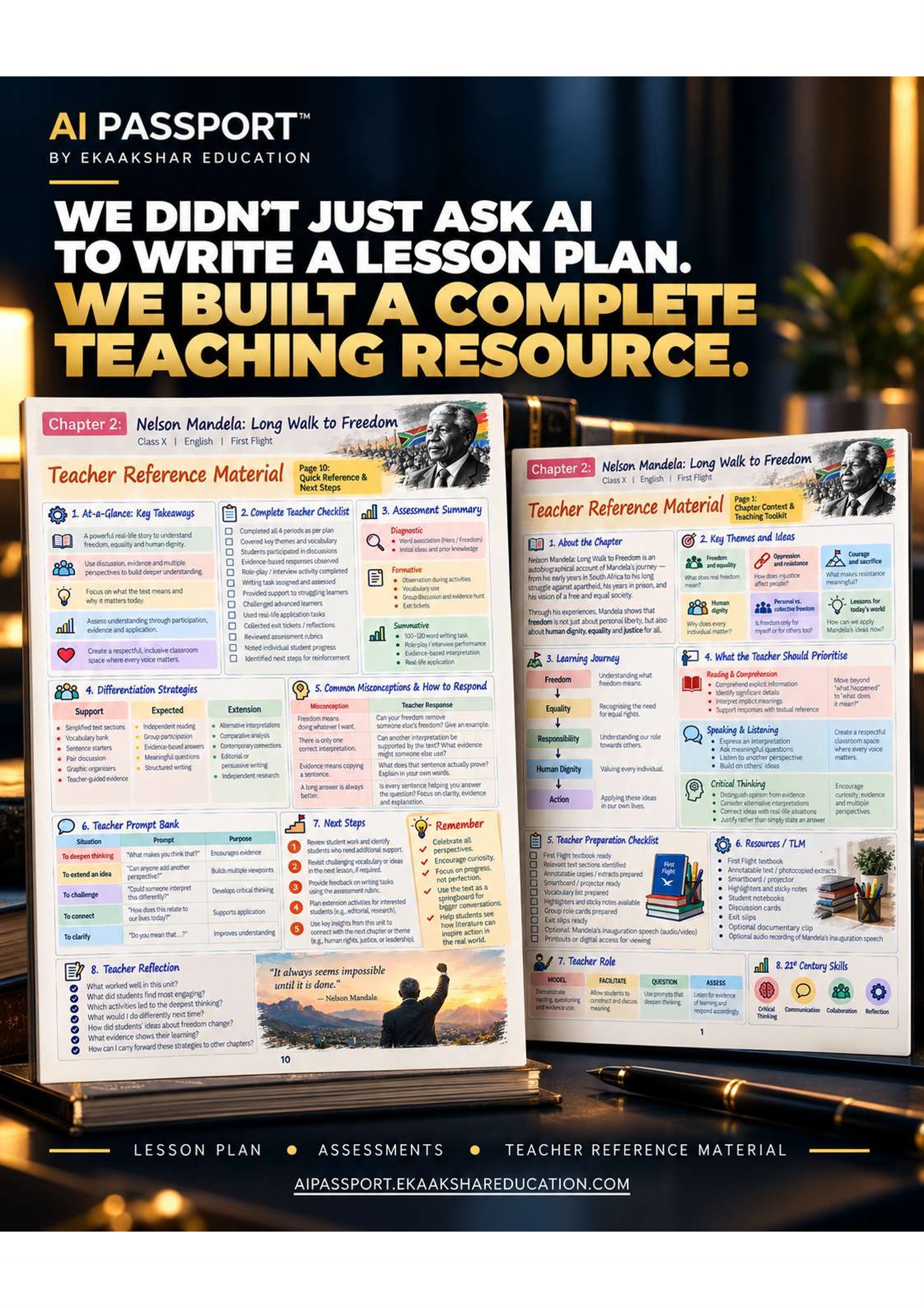 Two-page comprehensive teacher reference material