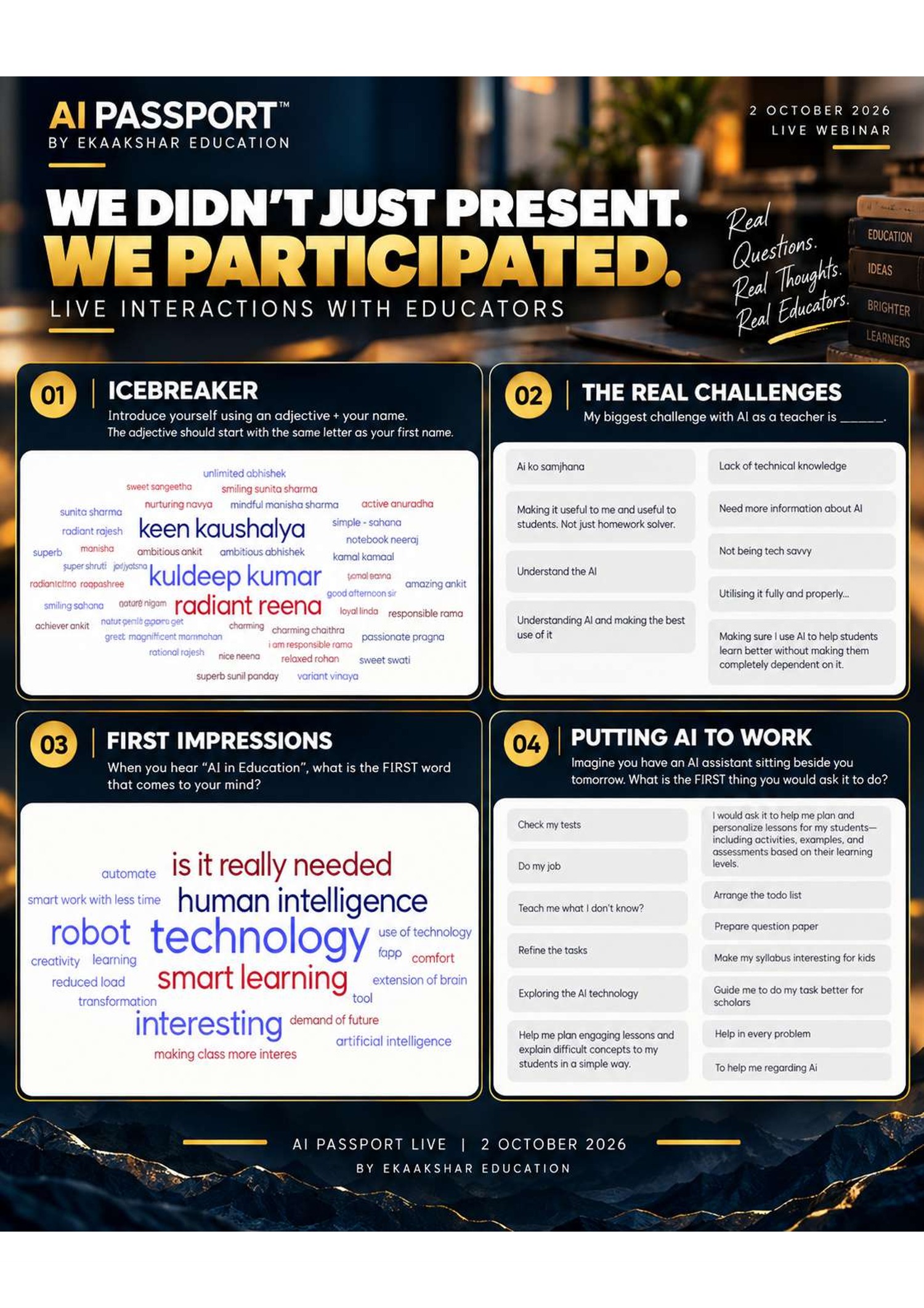 Live Mentimeter interaction results from participating educators