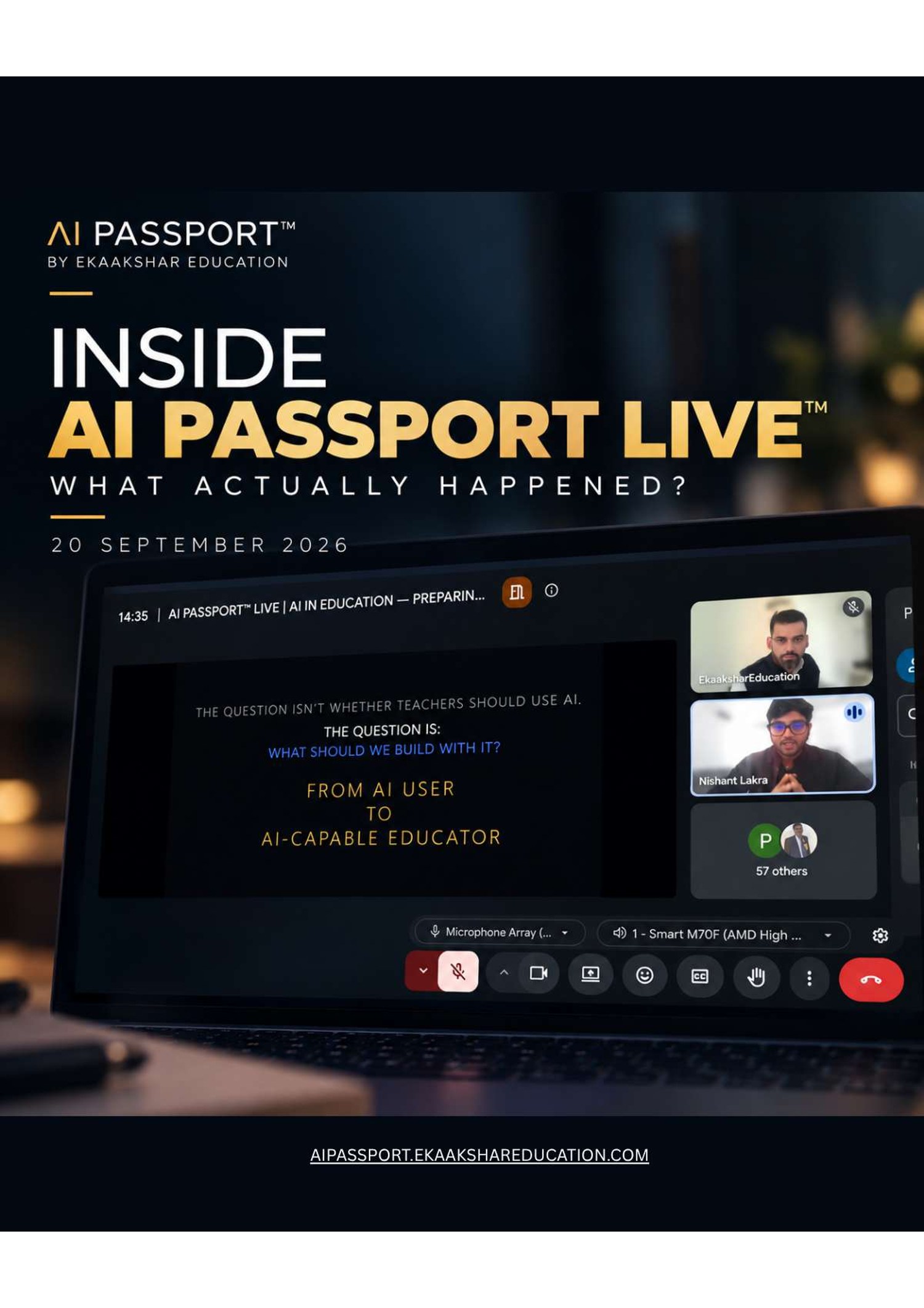 AI Passport Live 20 September 2026 inaugural edition title slide showing live broadcast feed
