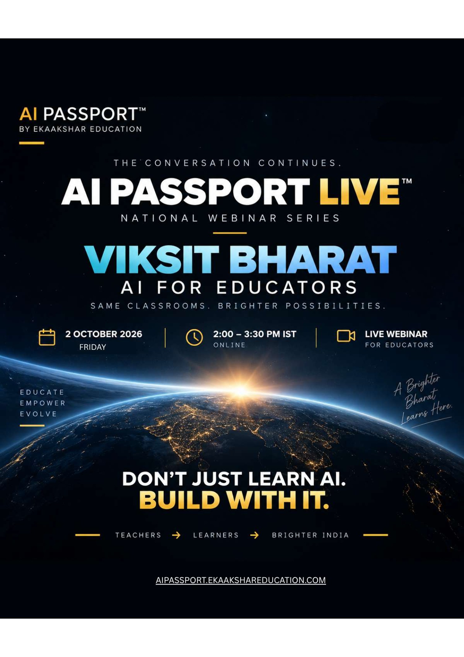 Closing announcement for the next edition Viksit Bharat AI for Educators on 2 October 2026