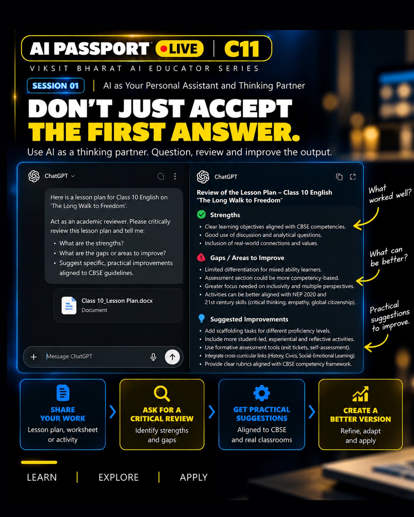 Don't just accept the first answer: Using AI as a thinking partner and academic reviewer